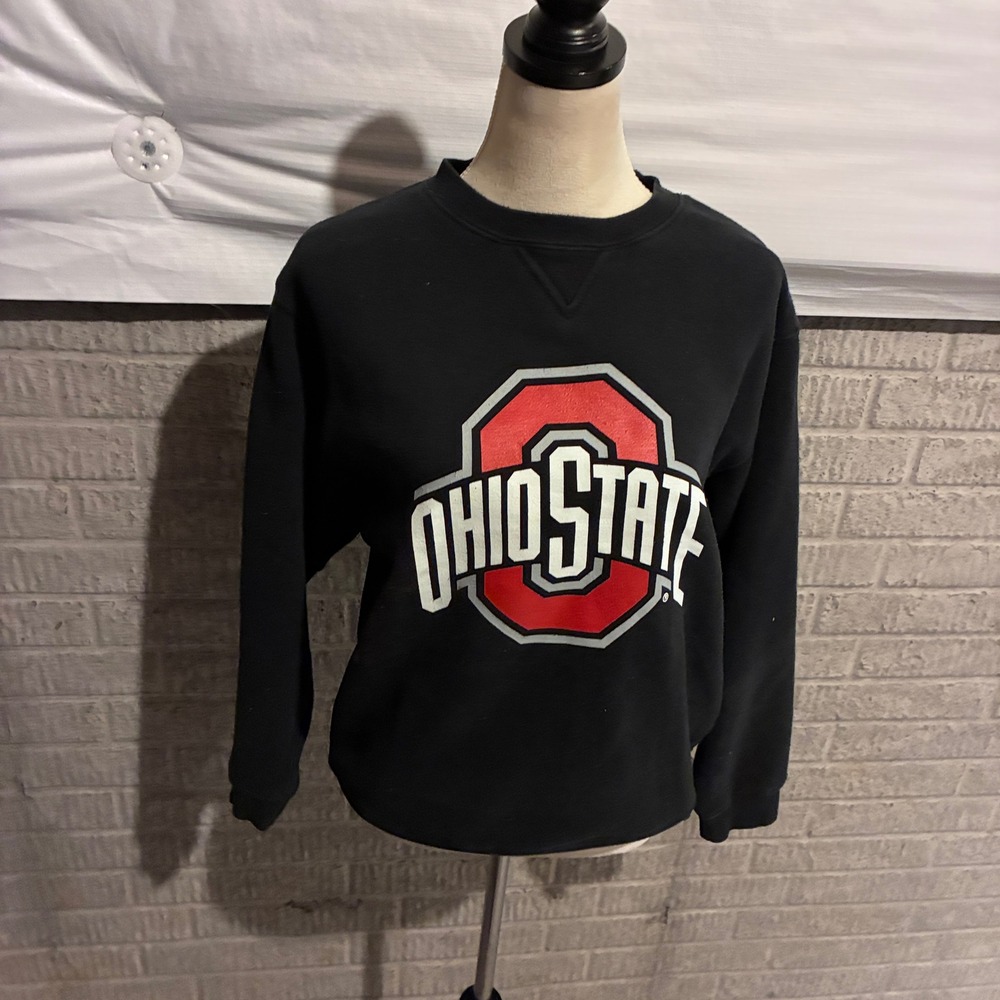 J America Ohio State Buckeyes Sweatshirt Black Crewneck Womens Small Logo